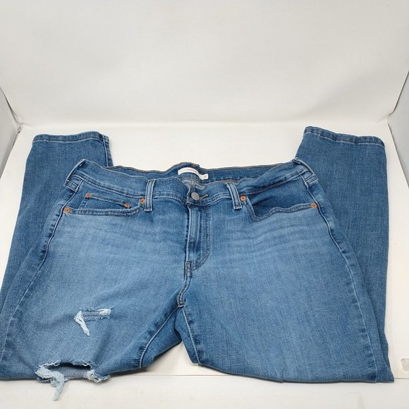 Levi's Distressed Stretch Boyfriend Slim Medium Fade Wash Jeans Women's Size 32S
